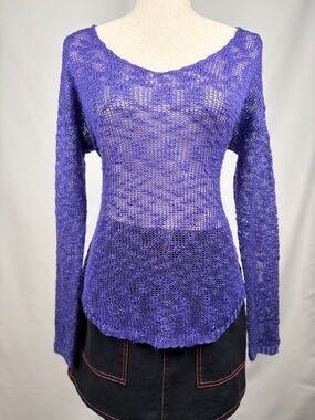 RDI Sheer Scoop Neck Knit Sweater in Violet